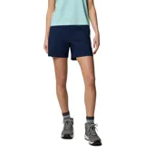 Short azul marino Columbia Leslie Falls II para mujer, de tiro medio con tecnología avanzada de repelencia Omni-SHIELD, bolsillos laterales con cierre y trabillas para cinturón.