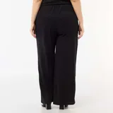 Pantalón ancho de punto crepé color negro, con diseño holgado y fluido.