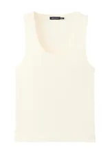 Top sin mangas de tejido de punto fino, con cuello redondo y ajuste al cuerpo.