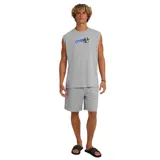 Musculosa O'Neill de corte amplio y estilo noventero, color gris melange, con cuello redondo y estampa frontal con el logotipo de la marca en azul y negro.