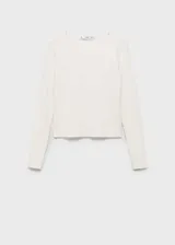 Jersey de punto fino con cuello redondo y manga larga, de diseño entallado al cuerpo.