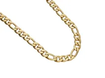 Cadena de eslabones tipo figaro fabricada en acero con baño de oro.