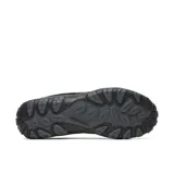 Calzado de trekking Merrell modelo Accentor 4 Wp, de color negro, confeccionado con gamuza y malla transpirable, con diseño impermeable, suela de goma y cordones tradicionales.