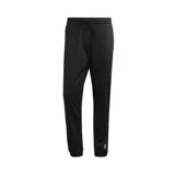 Pantalón de jogging negro con cintura elástica ajustable con cordón, bolsillos laterales y logo de Adidas bordado en la pierna izquierda.