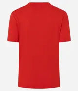 Remera básica de corte ajustado, color rosado, con mangas cortas y cuello redondo. Confeccionada en tejido de ribana lisa.