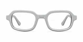 Armazón de receta con diseño oversized de forma cuadrada con bordes redondeados, fabricado en bio acetato color gris claro.