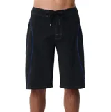 Boardshort Rip Curl Sseries Panel Cordura de 22", color negro con detalles de líneas laterales en azul y cordón ajustable en la cintura.