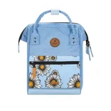 Mochila Cabaia modelo Adventurer Ajaccio, color celeste con detalles en marrón. Cuenta con sistema MOLLE, compartimento acolchado para tablet o PC, correa para sujetar a la maleta y tirantes acolchados antitranspirantes.