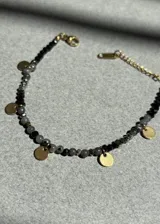 Pulsera de acero inoxidable con baño de oro PVD 18k y labradorita.