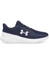 Championes de running Under Armour modelo Phade RN 3, color azul marino con entresuela blanca y logo de la marca en contraste. Presentan una parte superior de malla transpirable y suela de goma con ranuras flexibles.