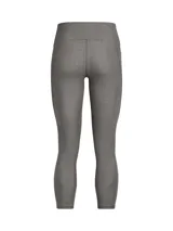 Leggings deportivos Under Armour HeatGear de talle alto en color gris melange, con diseño ajustado, costuras planas ergonómicas, bolsillos laterales y el logo de la marca en el lateral de la pierna.