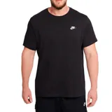 Remera Nike de manga corta, color negro, con cuello redondo y el logo bordado en blanco en el lado izquierdo del pecho.