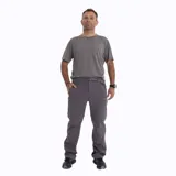 Pantalón largo desmontable color gris, con cinturón ajustable, bolsillos laterales y trasero con cierre.
