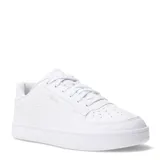 Championes Puma Caven 2.0 de cuero sintético blanco con detalles en gris y celeste.
