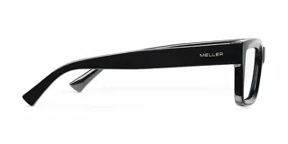 Lentes con protección contra luz azul y UV400, con montura cuadrada de material bio-based en color negro y cristales transparentes.