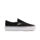Championes Vans Classic Slip-On Platform negros con suela blanca de plataforma.