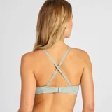 Sujetador de algodón color verde con relleno y detalle de encaje en el borde superior de las copas.