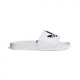 Sandalias Adidas Adilette unisex, color blanco con logo de la marca en negro.