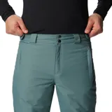 Pantalón de esquí Columbia modelo Bugaboo IV, color gris azulado, con tecnología impermeable Omni-Tech y revestimiento térmico reflectante Omni-Heat. Presenta cintura ajustable, polainas internas y costuras selladas.