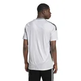 Camiseta de fútbol Adidas del Real Madrid, color blanco con detalles en negro.