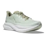 Championes de running Hoka Mach 6, color verde agua claro con suela blanca. Diseño aerodinámico con malla técnica transpirable y amortiguación de alto rendimiento.