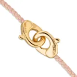 Pulsera de cuero trenzado color rosa con cierre de mosquetón entrelazado bañado en oro de 18k.