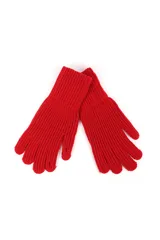 Guantes de punto tejido color rojo, con puños elásticos acanalados para un mejor ajuste.