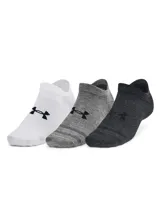 Medias tobilleras Under Armour de color gris melange, con el logo de la marca en negro en la parte superior del empeine y soporte integrado para el arco del pie.