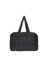 Bolso shopper negro confeccionado en tejido pongee, con diseño acolchado y asas de hombro.