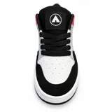 Zapatillas Airwalk modelo Brook Red, diseño urbano con combinaciones de color blanco, negro, rojo y gris, con cordones negros y suela de goma blanca.