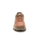 Championes Caterpillar de cuero color marrón, con diseño robusto y suela de goma antideslizante. Presenta cordones reforzados, entresuela de EVA y detalles de la marca en el lateral y la puntera.