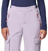 Pantalon de esqui Columbia Coreshot Omni-Tech color lila, de corte recto y holgado, con bolsillos cargo en los muslos, bolsillos laterales con cremallera en contraste naranja y cintura ajustable.
