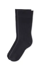 Medias largas de algodón color azul oscuro, con diseño acanalado en la caña y puño elástico suave.