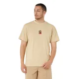 Remera Rip Curl de manga corta y cuello redondo en color beige, con pequeño bordado frontal en el pecho.