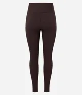 Pantalón legging deportivo de tiro alto, confeccionado en microfibra acanalada con textura. Presenta un ajuste ceñido al cuerpo y largo hasta el tobillo.