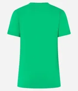 Remera de algodón celeste con cuello redondo y mangas cortas dobladas, de corte regular y diseño liso.