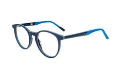 Armazón para lentes de acetato color azul con detalles celestes y logo de los New York Yankees en la patilla.