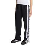Pantalón de jogging Adidas modelo Adibreak, color negro con franjas blancas laterales y botones a presión en las piernas, diseño clásico de estilo deportivo.