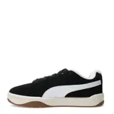 Championes Puma modelo Park Lifestyle Easy Sd, color negro con detalles en blanco. Presentan capellada de gamuza, cordones anchos, suela de goma color crema y base de color marrón.