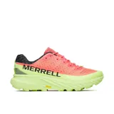 Zapatillas de trail running Merrell Agility Peak 5, color rosa y verde lima, con capellada de malla y TPU transpirable, cordones y refuerzos reciclados, entresuela de espuma FloatPro™ y suela de goma Vibram Megagrip.