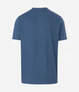 Remera de media malla verde militar con cuello redondo y mangas cortas, de corte clásico.