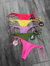 Colaless de bikini con tiras para atar, disponible en varios colores: fucsia, amarillo, turquesa, negro, naranja, mostaza, lila, rosa, blanco y rojo.
