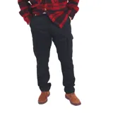 Pantalón cargo color beige, de corte recto, con bolsillos laterales y traseros.