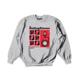 Buzo de algodón color gris melange con estampa frontal gráfica de The Rolling Stones, diseño inspirado en el álbum Flashpoint.