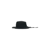 Gorro bucket negro Jacquemus The Artichaut, con ala ancha deshilachada y detalle de logo metálico en la parte frontal.
