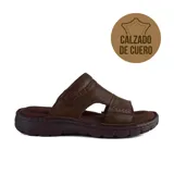 Sandalias de cuero marrón con diseño casual y suela de goma.