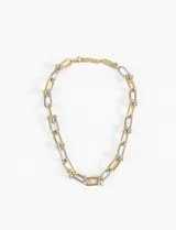 Collar de eslabones grandes plateados y dorados.