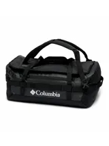 Bolso tipo duffel de 40 litros de capacidad, color negro, con diseño versátil que permite su uso como mochila. Cuenta con múltiples asas, puntos de sujeción, compartimento principal amplio y bolsillo exterior con cierre. El material es resistente y permite plegar el bolso en su propio bolsillo para un guardado compacto.