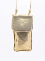 Morral pequeño tipo bandolera o riñonera, color negro, con textura lisa y correa ajustable de cordón negro anudado en los extremos.