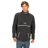Buzo de polar tipo sherpa color negro, con cuello alto y cierre frontal parcial. Presenta detalles de cinta tejida con patrón geométrico en el cuello, el pecho y los bolsillos frontales, además del logo de la marca bordado en el centro del pecho.